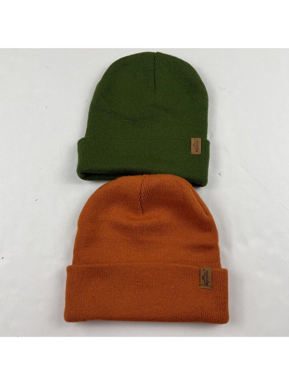 Rajputana Knit Cuffed Beanie Hats Cap Adults OS Orange Green Lot Of 2